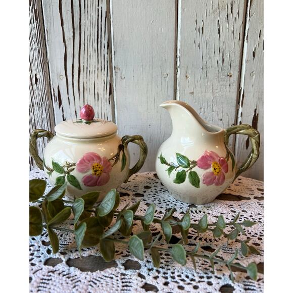 1950s Franciscan Gladding McBean Desert Rose Sugar & Creamer set - Picture 1 of 6